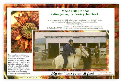 Donald Dale De Shon, Donkey Collection, Riding Jocko the Donkey